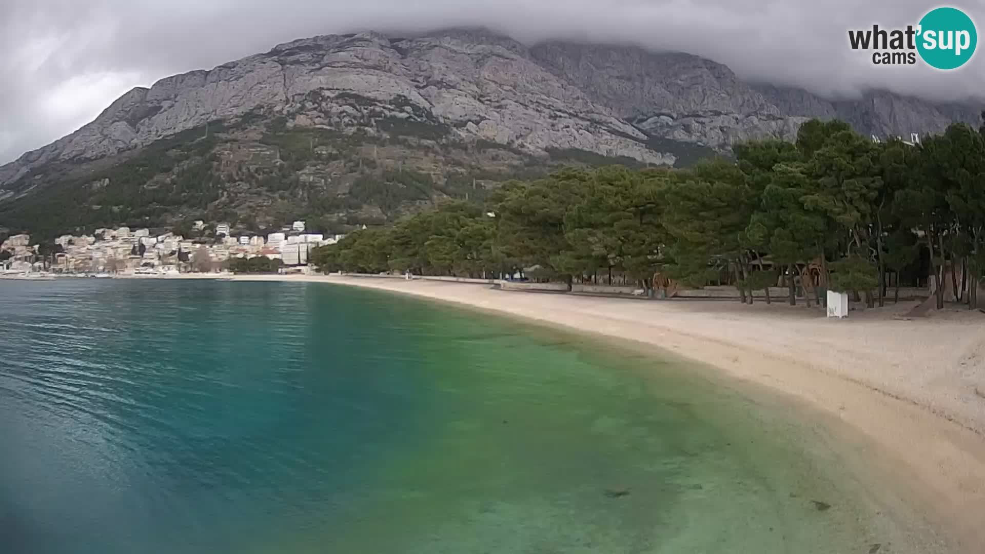 Spletna kamera – Baška Voda – Borik, pogled na plažo Nikolina