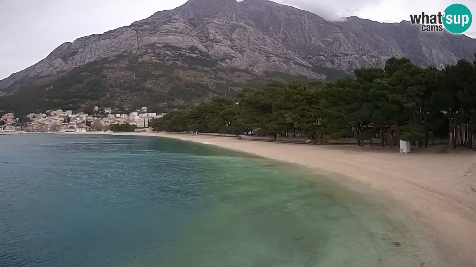 Spletna kamera – Baška Voda – Borik, pogled na plažo Nikolina