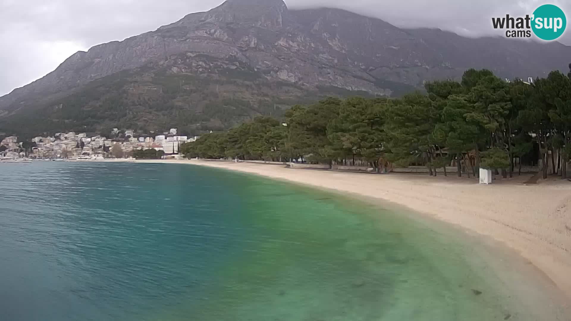 Web kamera – Baška Voda – Borik, pogled na plažu Nikolina