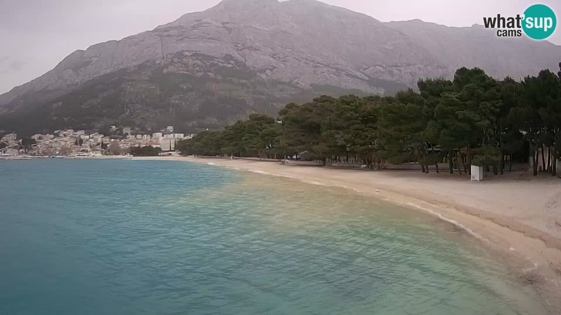 Web kamera – Baška Voda – Borik, pogled na plažu Nikolina