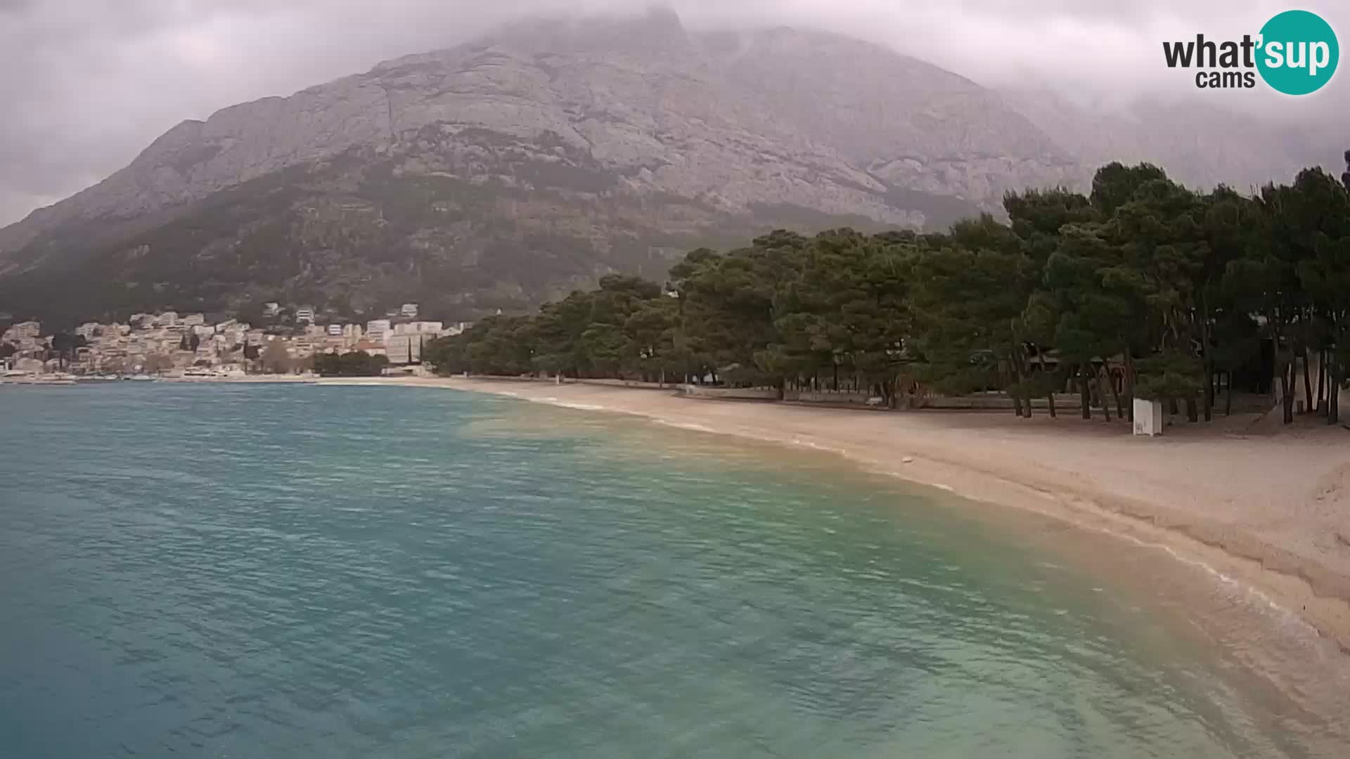 Web kamera – Baška Voda – Borik, pogled na plažu Nikolina