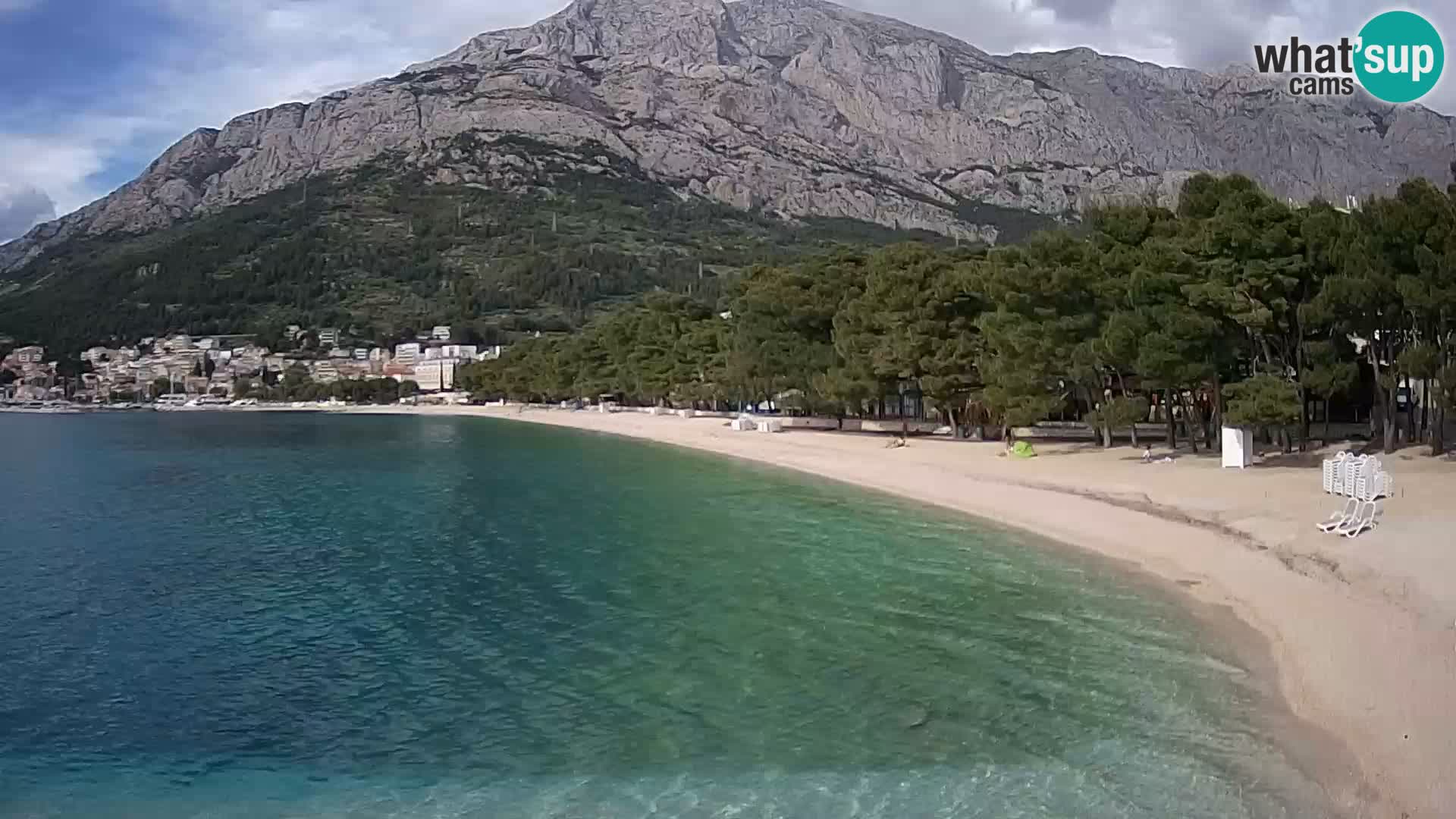 Spletna kamera – Baška Voda – Borik, pogled na plažo Nikolina