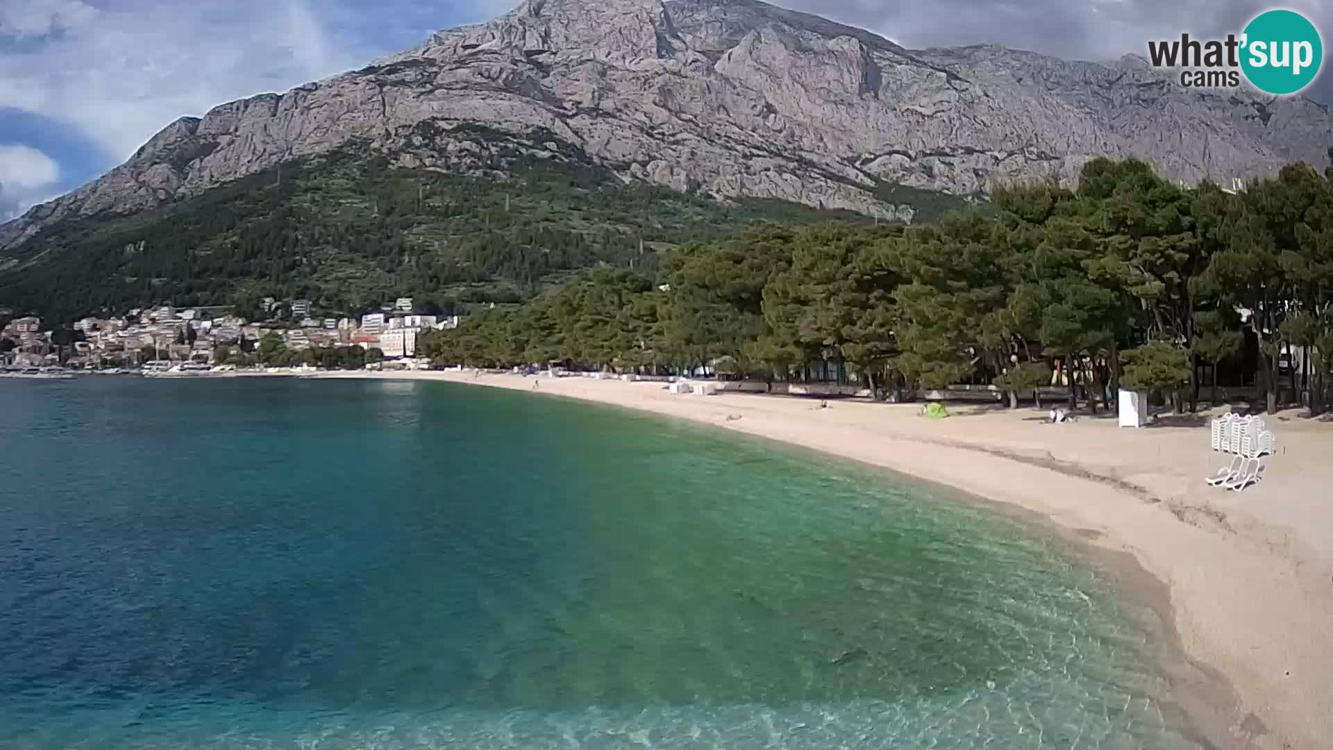 Web kamera – Baška Voda – Borik, pogled na plažu Nikolina