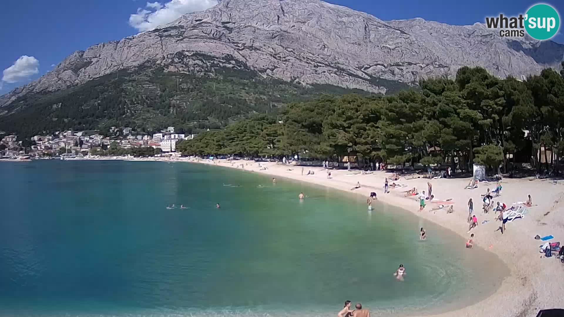 Spletna kamera – Baška Voda – Borik, pogled na plažo Nikolina
