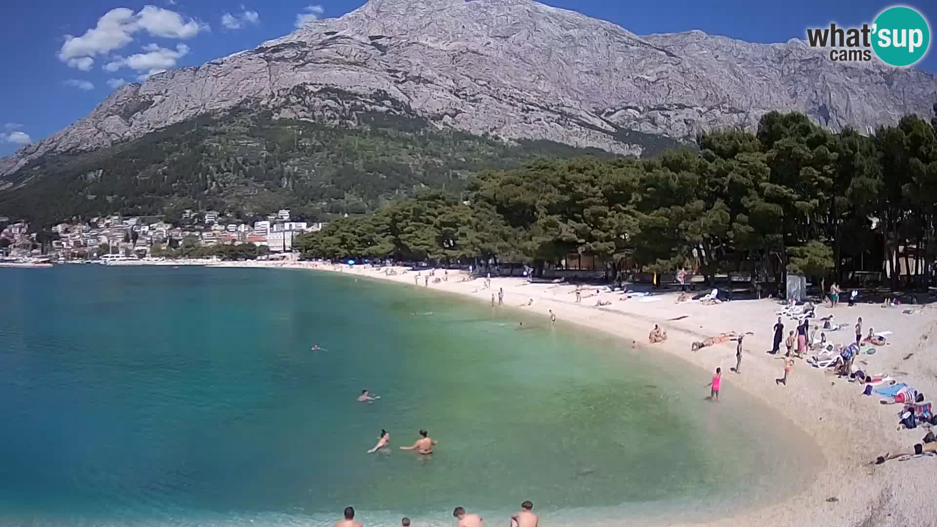 Web kamera – Baška Voda – Borik, pogled na plažu Nikolina