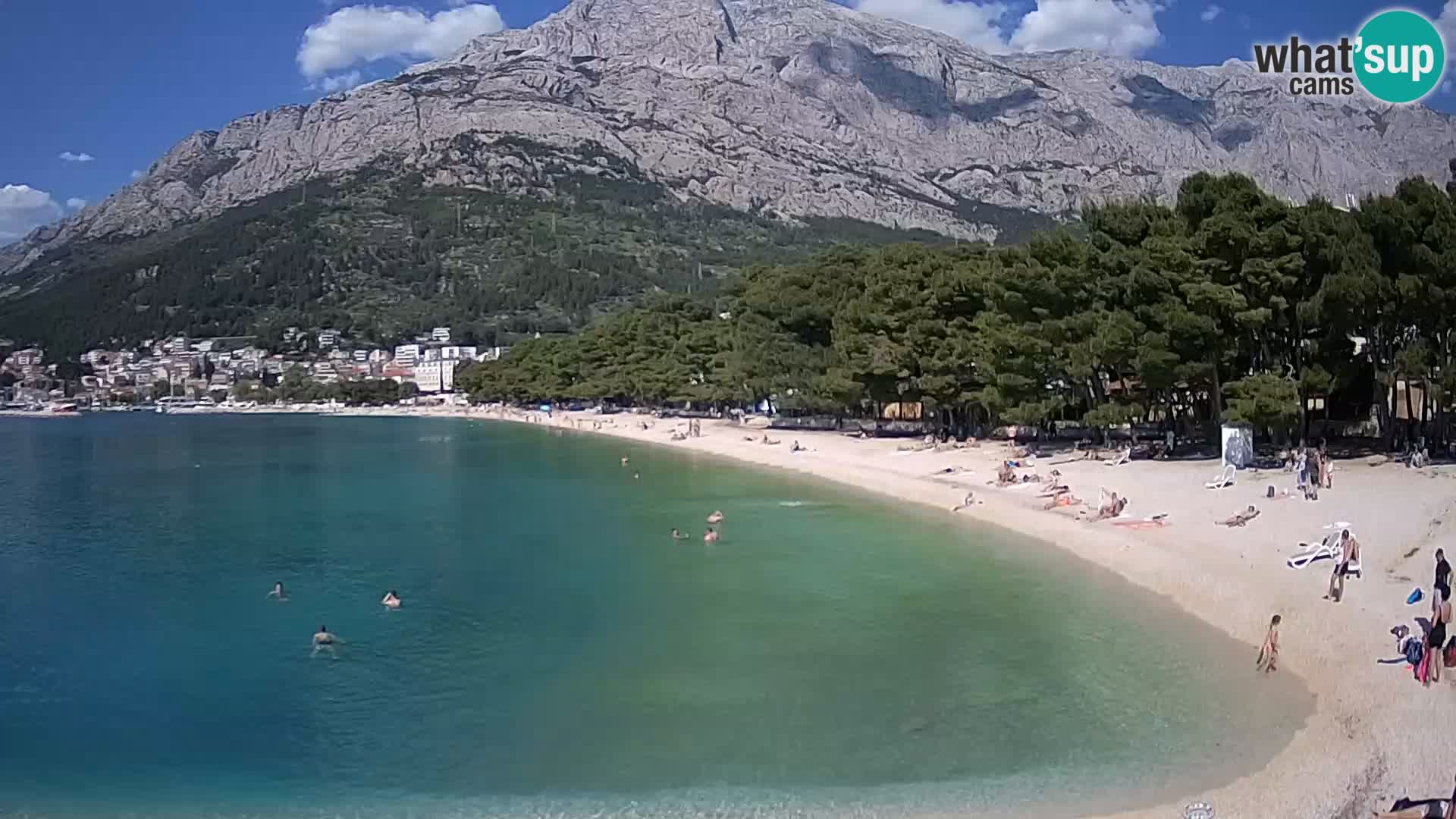 Spletna kamera – Baška Voda – Borik, pogled na plažo Nikolina