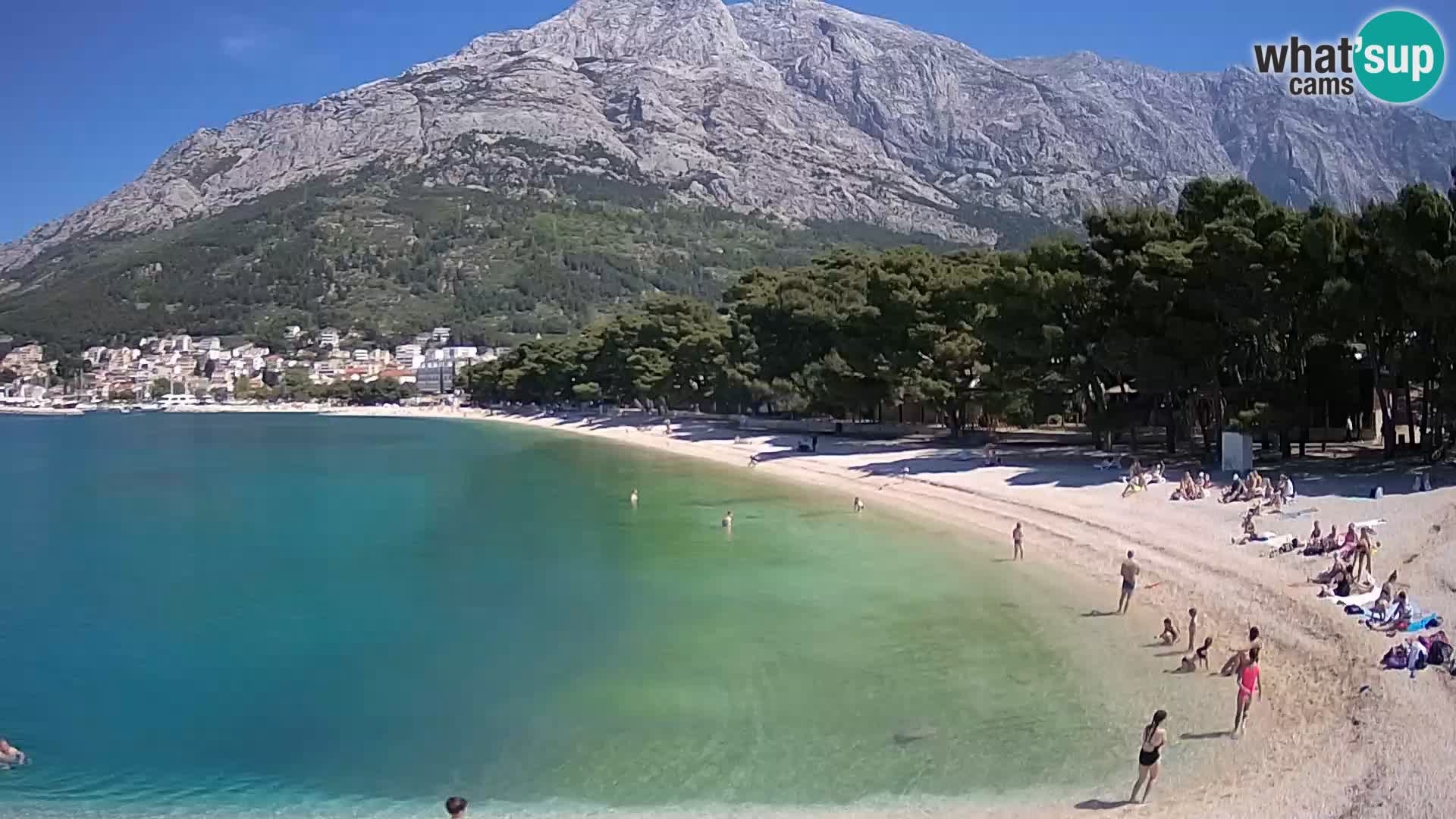 Spletna kamera – Baška Voda – Borik, pogled na plažo Nikolina