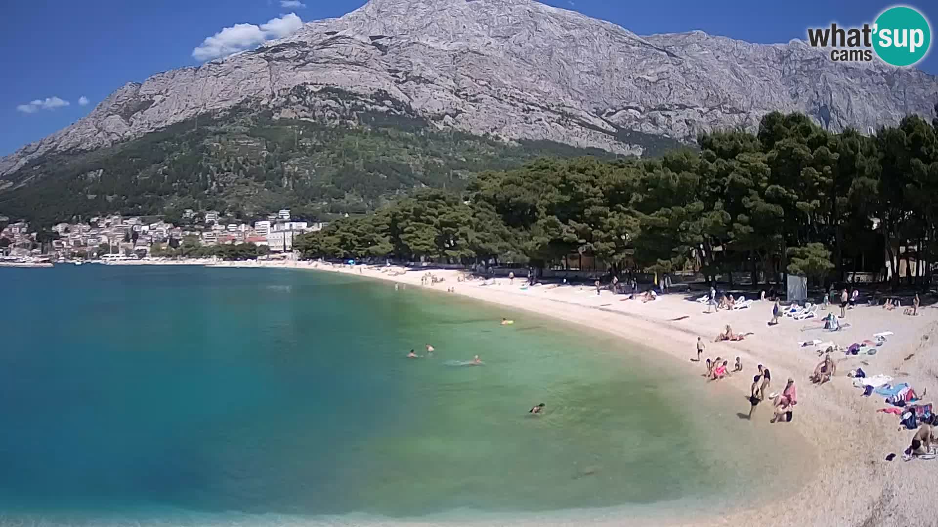 Spletna kamera – Baška Voda – Borik, pogled na plažo Nikolina