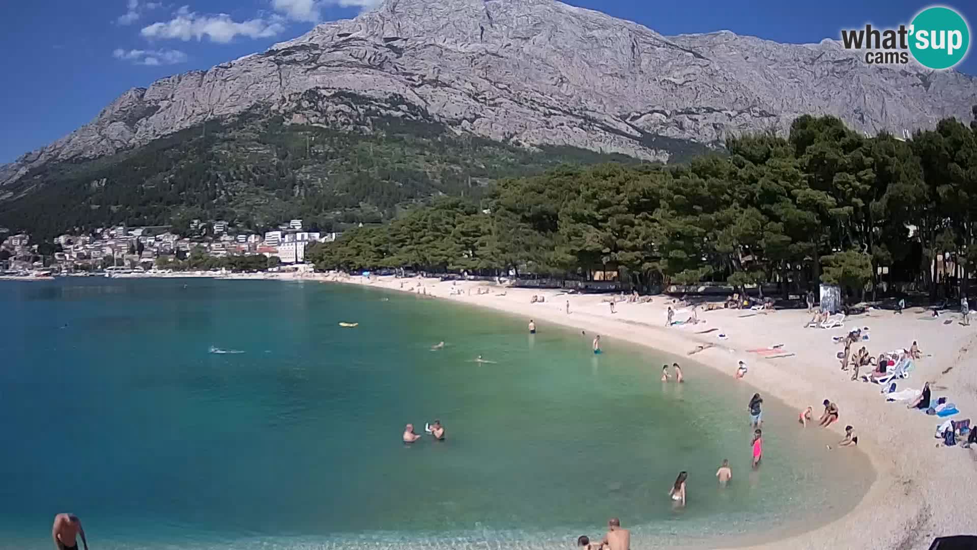 Web kamera – Baška Voda – Borik, pogled na plažu Nikolina