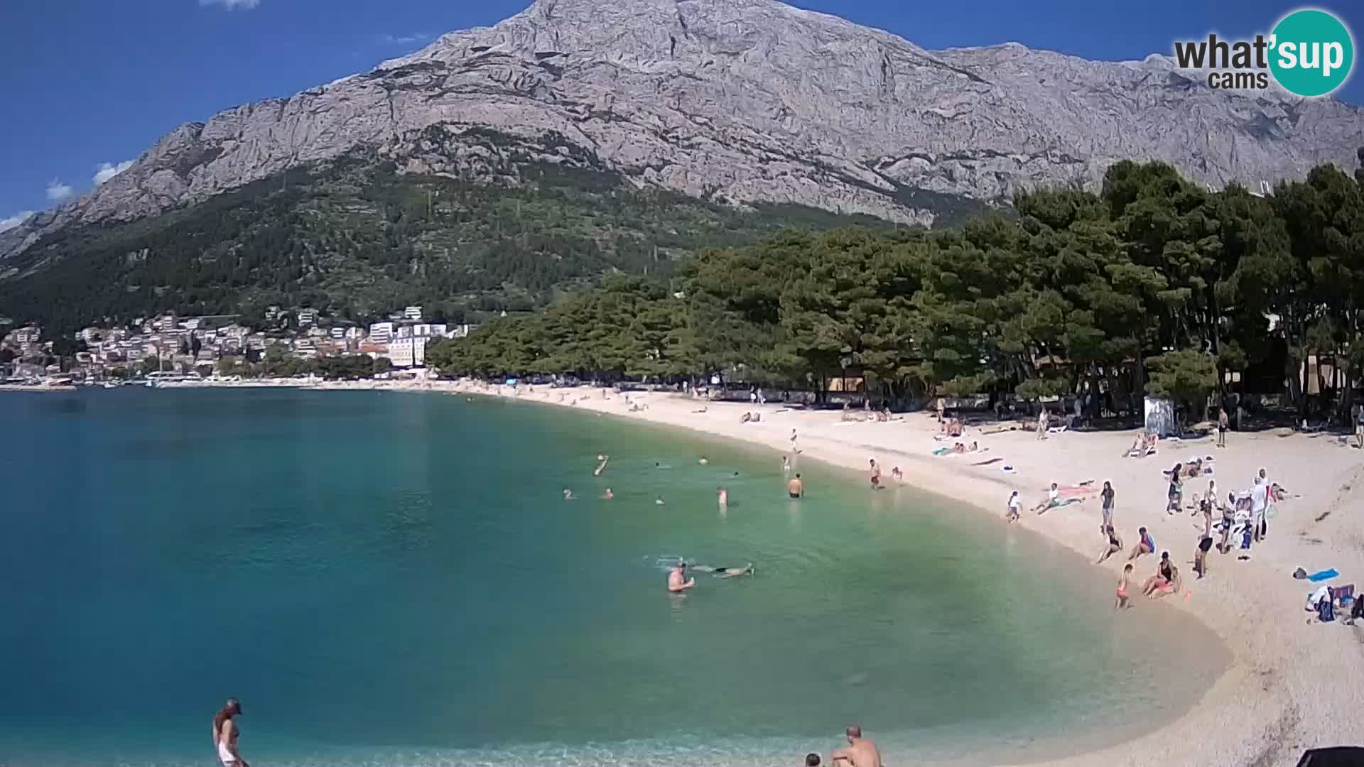 Spletna kamera – Baška Voda – Borik, pogled na plažo Nikolina