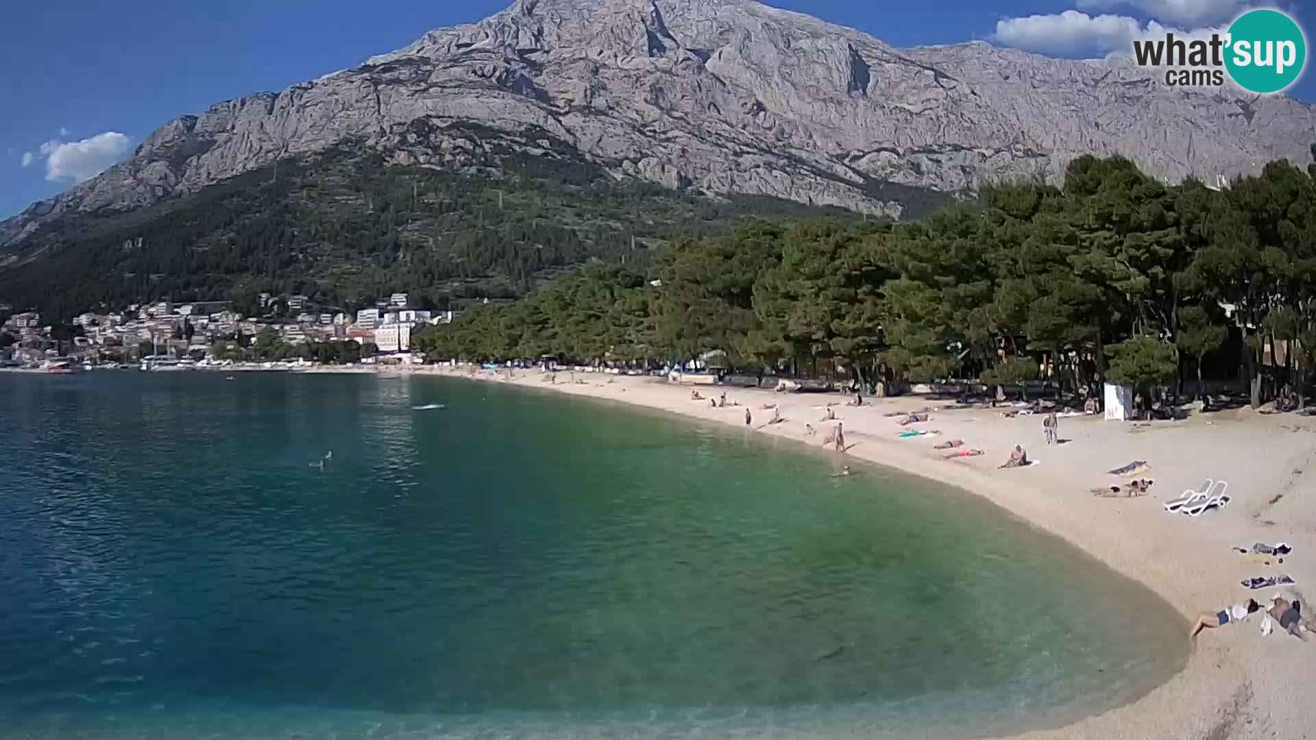 Spletna kamera – Baška Voda – Borik, pogled na plažo Nikolina