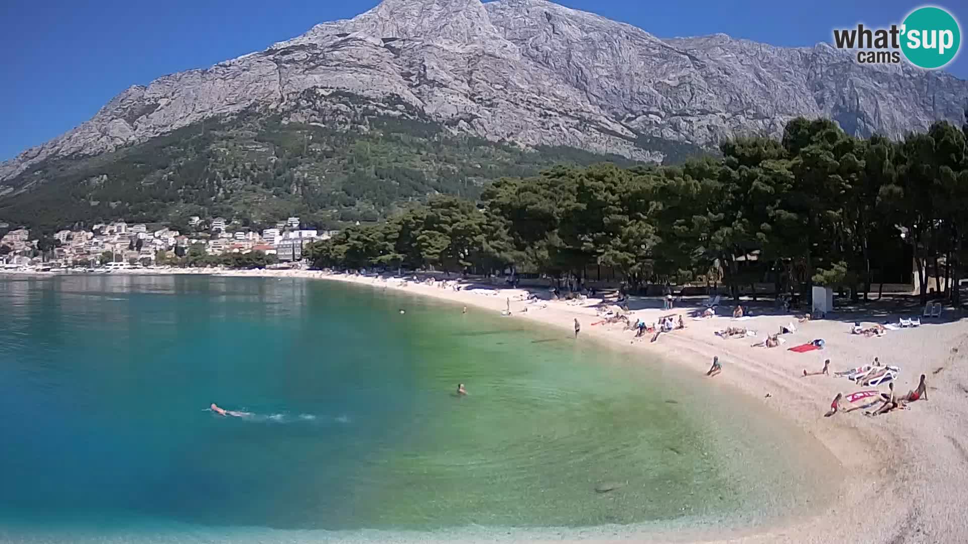 Spletna kamera – Baška Voda – Borik, pogled na plažo Nikolina