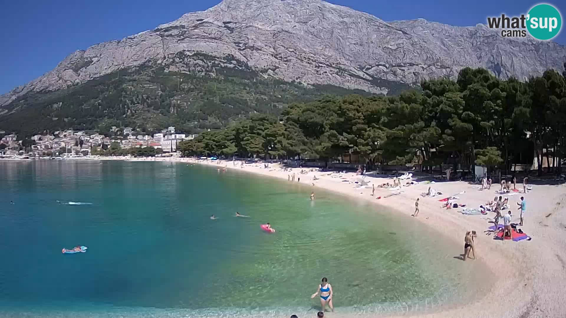 Web kamera – Baška Voda – Borik, pogled na plažu Nikolina
