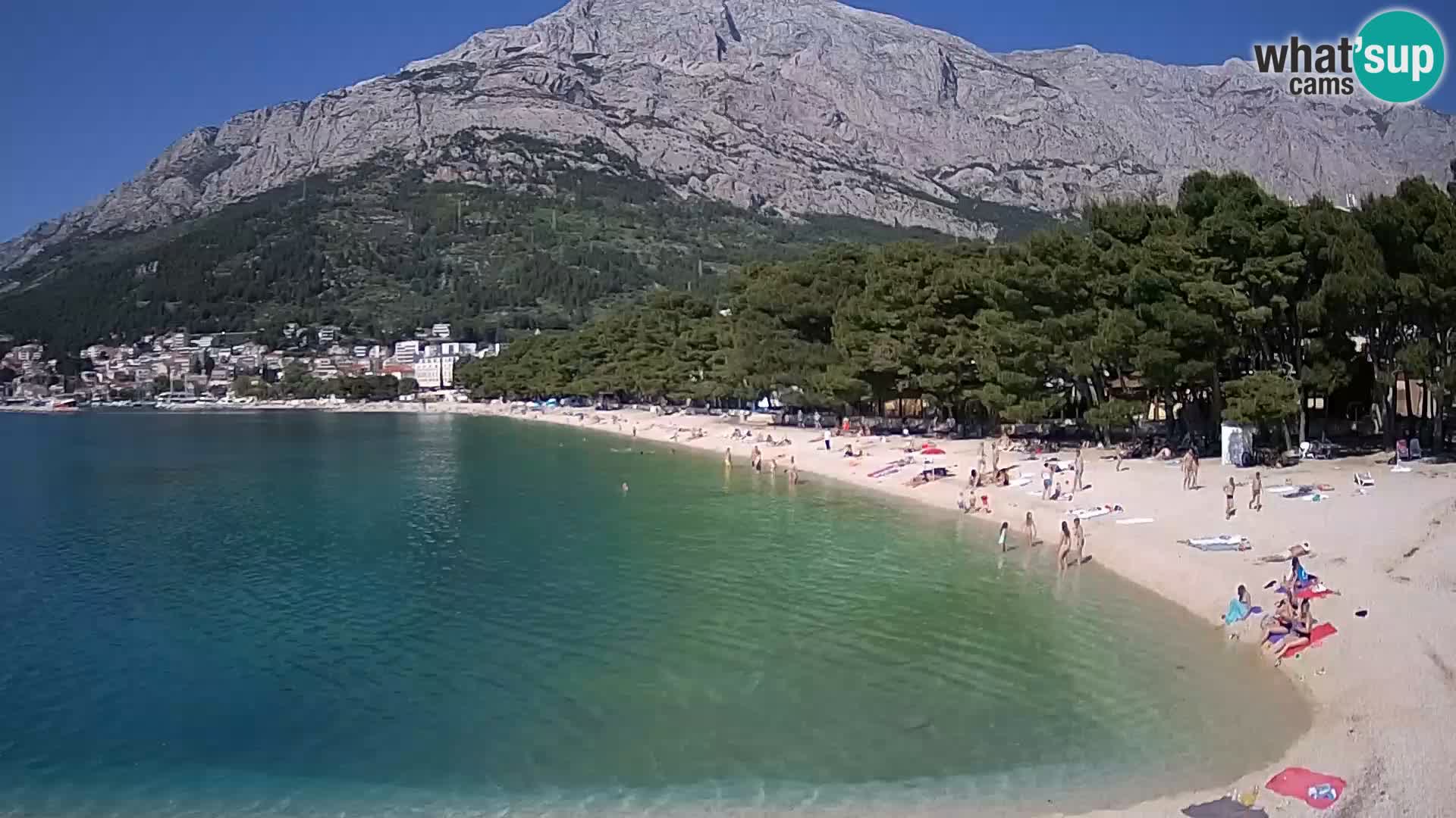 Spletna kamera – Baška Voda – Borik, pogled na plažo Nikolina