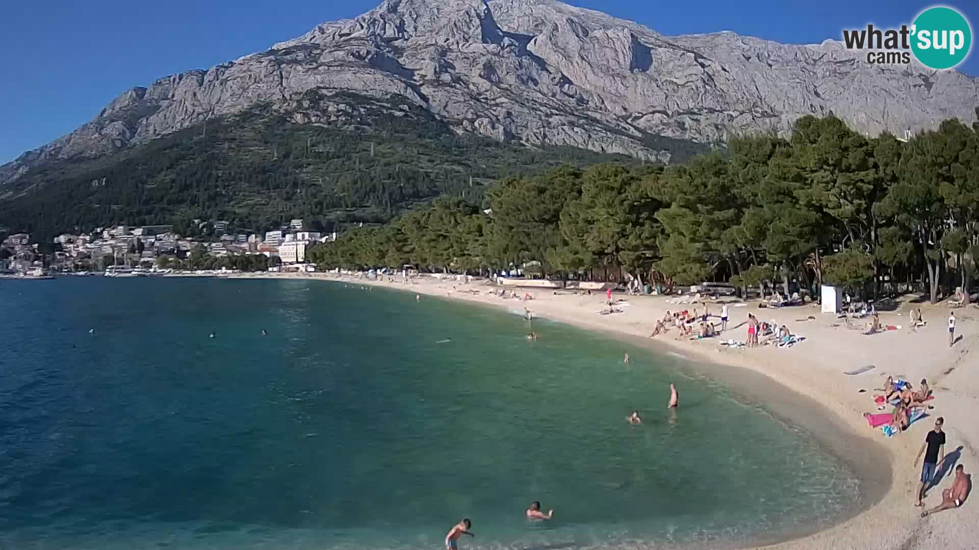 Web kamera – Baška Voda – Borik, pogled na plažu Nikolina
