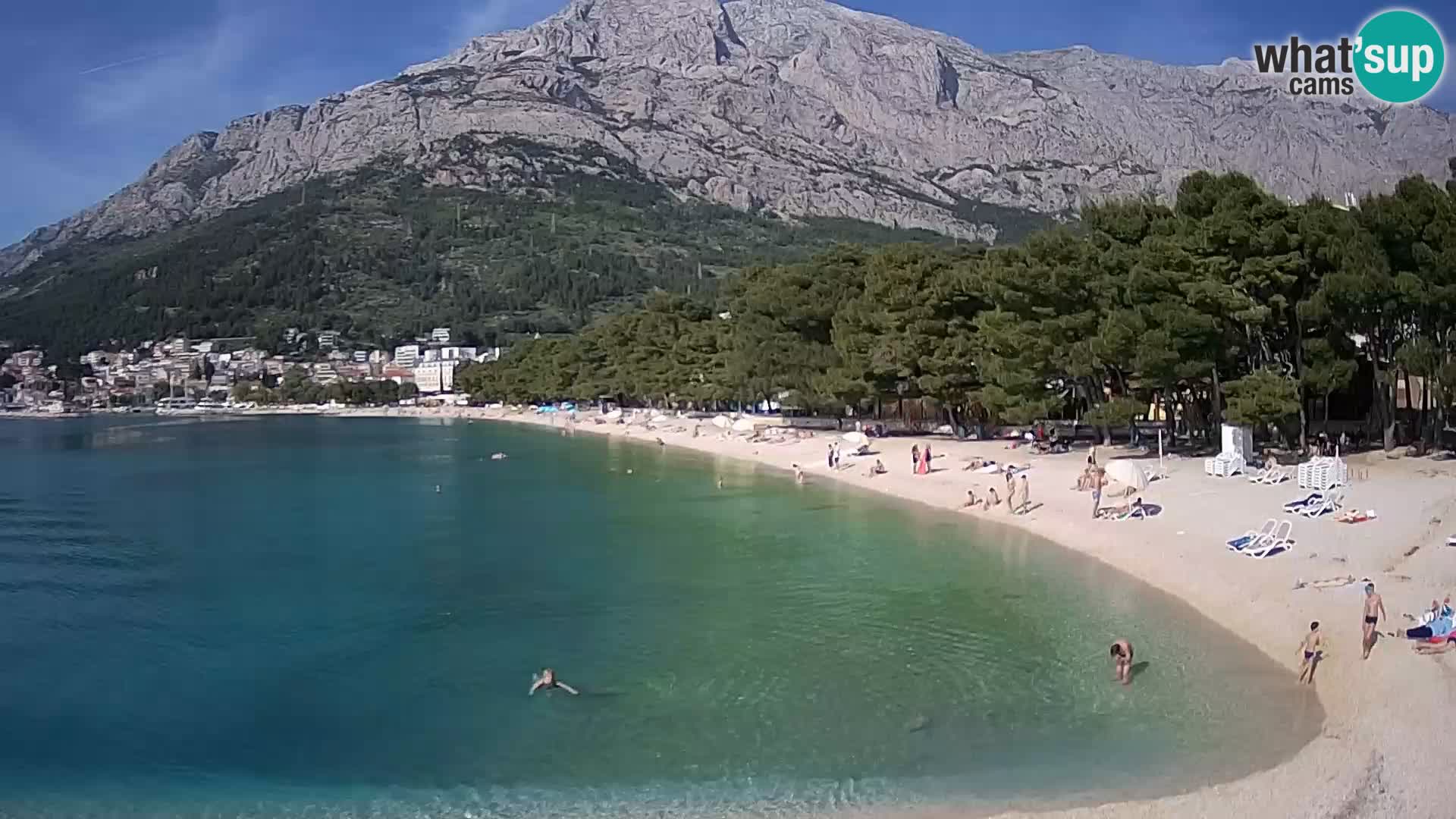 Spletna kamera – Baška Voda – Borik, pogled na plažo Nikolina