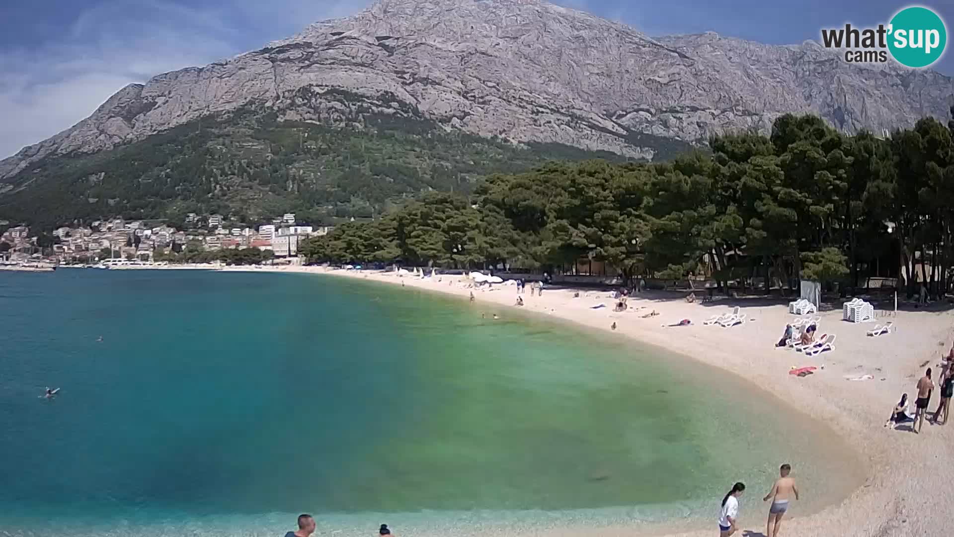 Web kamera – Baška Voda – Borik, pogled na plažu Nikolina