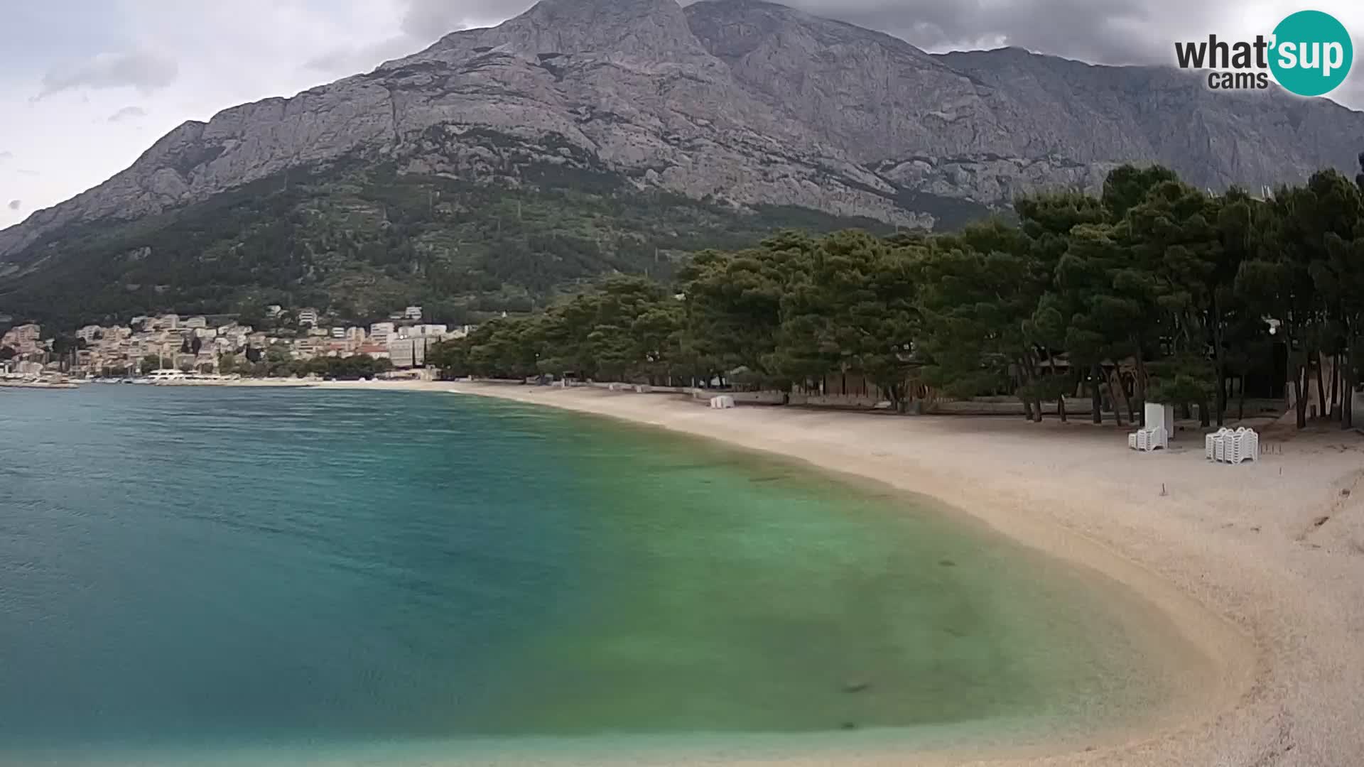 Web kamera – Baška Voda – Borik, pogled na plažu Nikolina