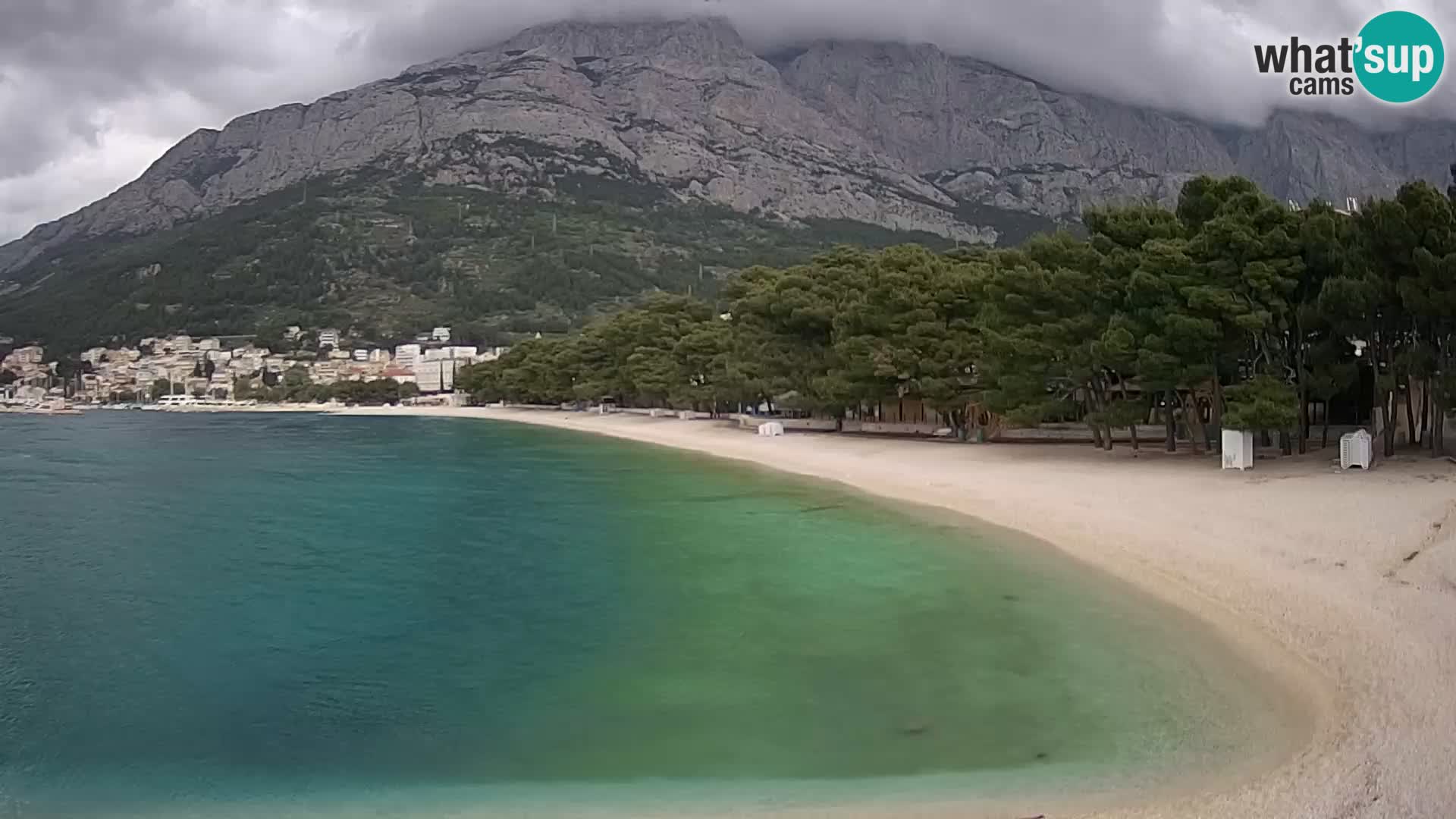 Web kamera – Baška Voda – Borik, pogled na plažu Nikolina