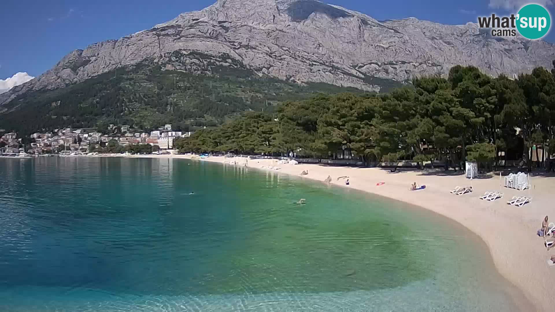 Spletna kamera – Baška Voda – Borik, pogled na plažo Nikolina