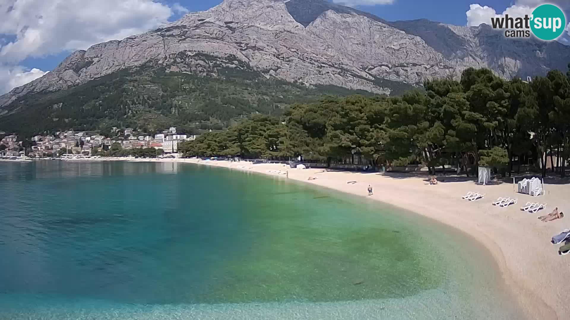Spletna kamera – Baška Voda – Borik, pogled na plažo Nikolina