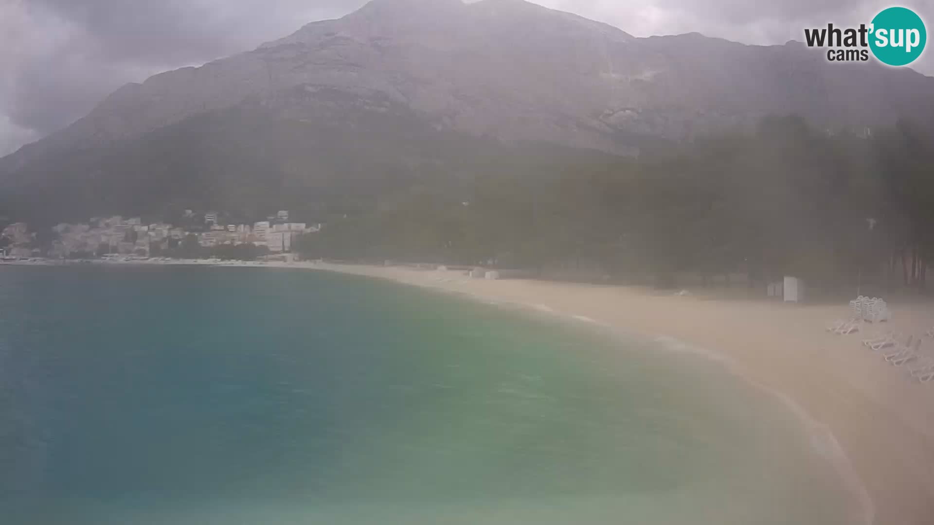 Web kamera – Baška Voda – Borik, pogled na plažu Nikolina
