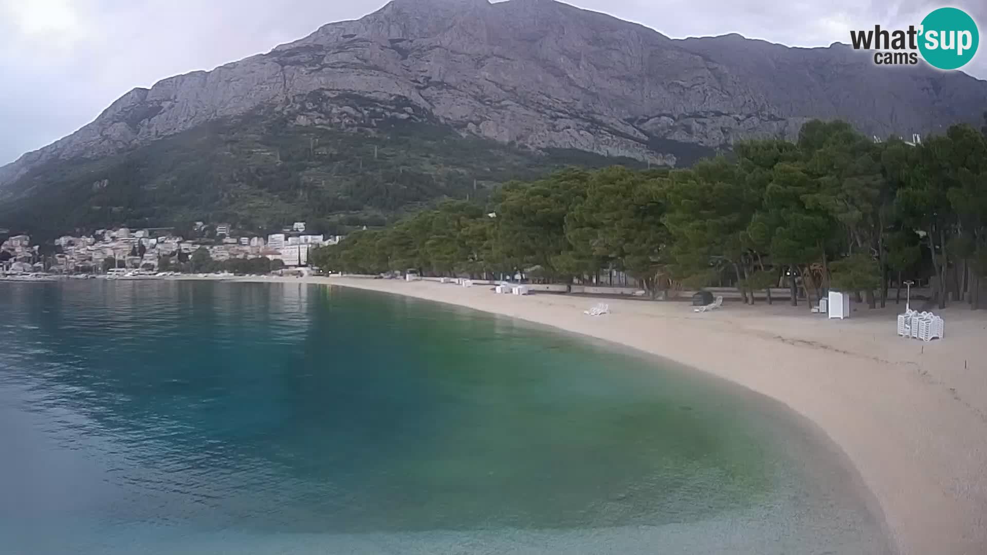 Web kamera – Baška Voda – Borik, pogled na plažu Nikolina