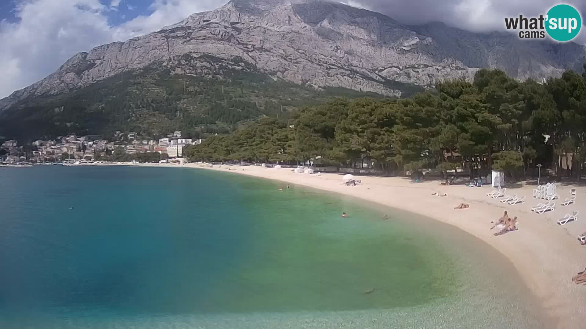 Spletna kamera – Baška Voda – Borik, pogled na plažo Nikolina