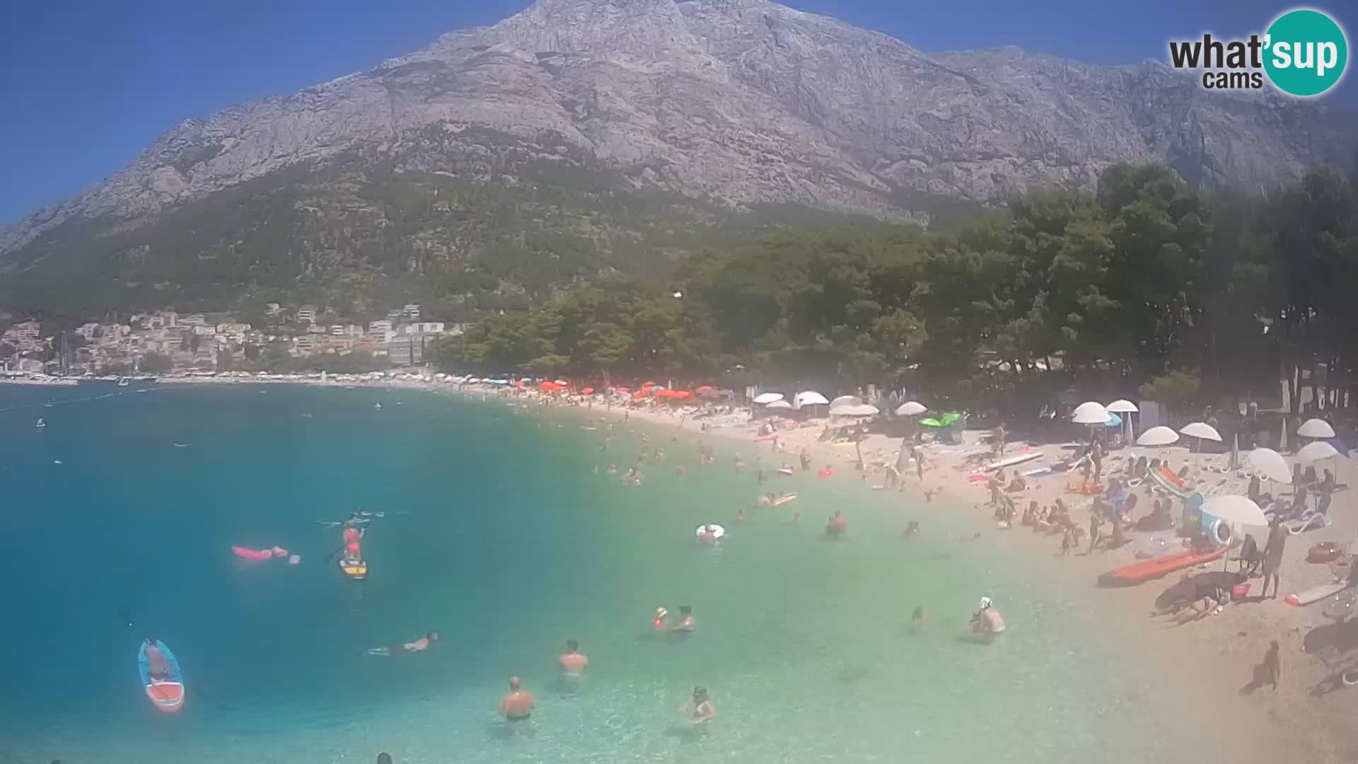 Web kamera – Baška Voda – Borik, pogled na plažu Nikolina