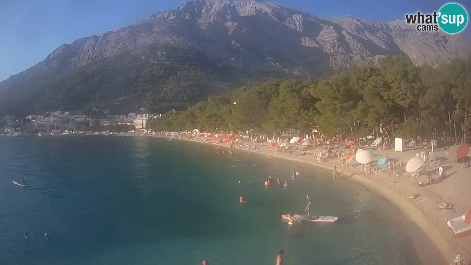 Spletna kamera – Baška Voda – Borik, pogled na plažo Nikolina