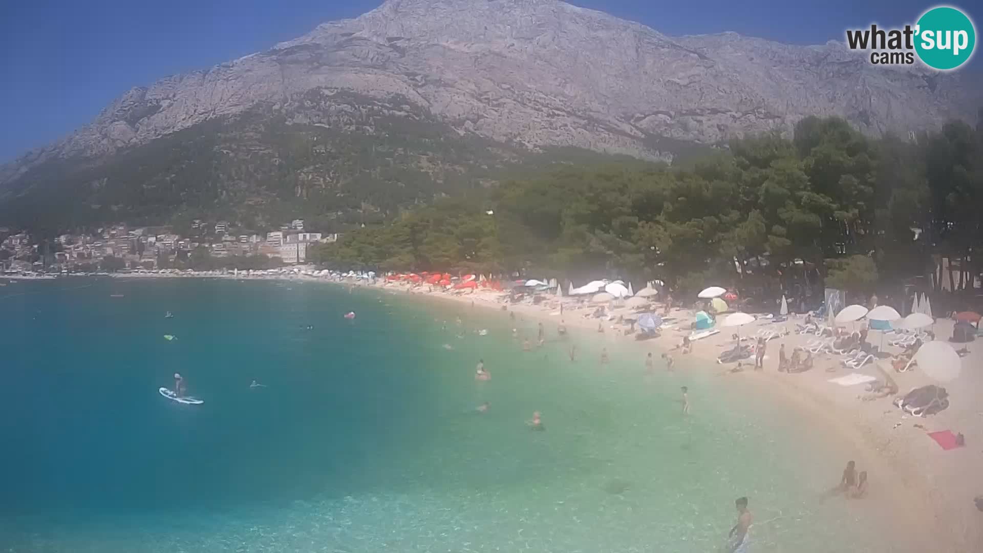 Web kamera – Baška Voda – Borik, pogled na plažu Nikolina