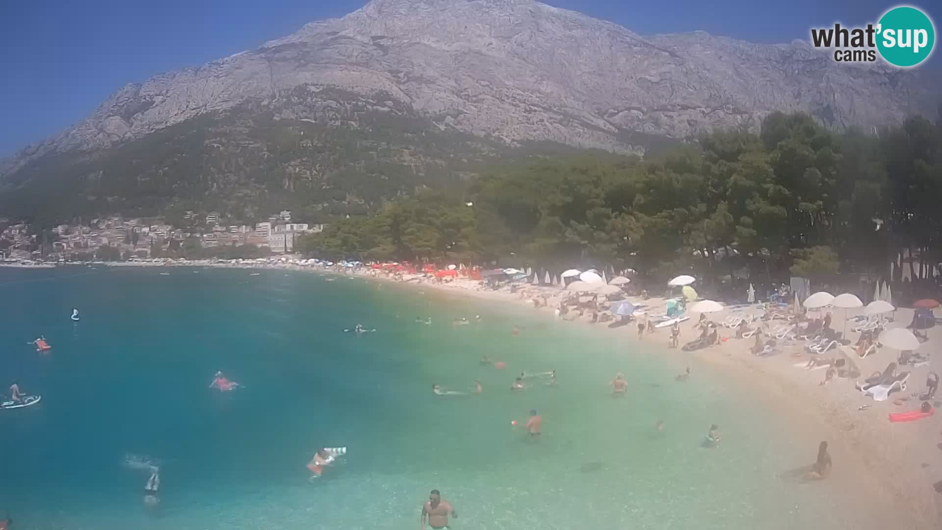 Web kamera – Baška Voda – Borik, pogled na plažu Nikolina
