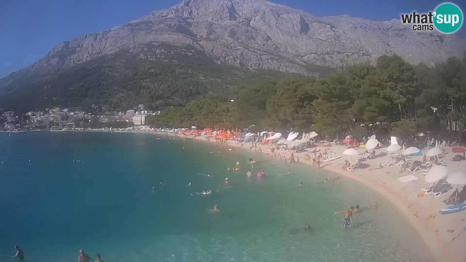 Spletna kamera – Baška Voda – Borik, pogled na plažo Nikolina
