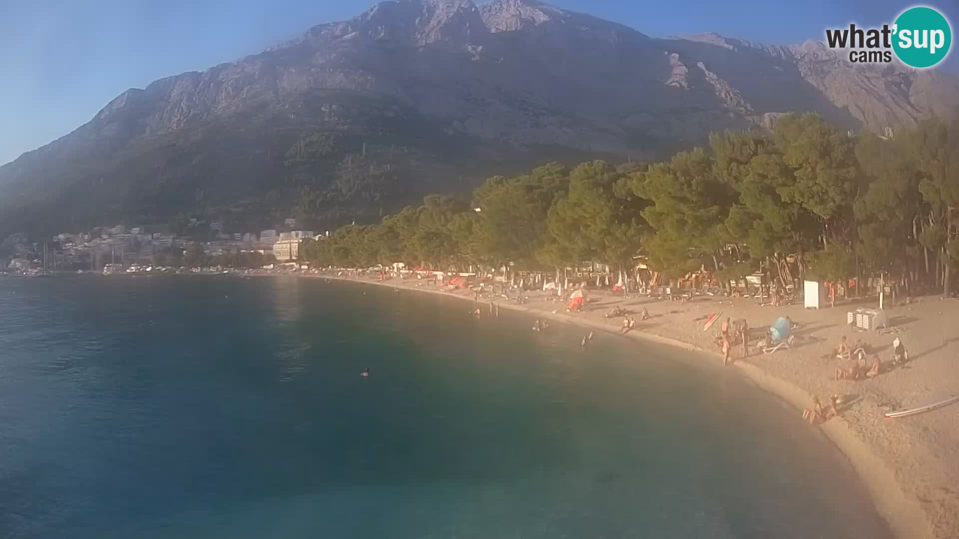 Spletna kamera – Baška Voda – Borik, pogled na plažo Nikolina