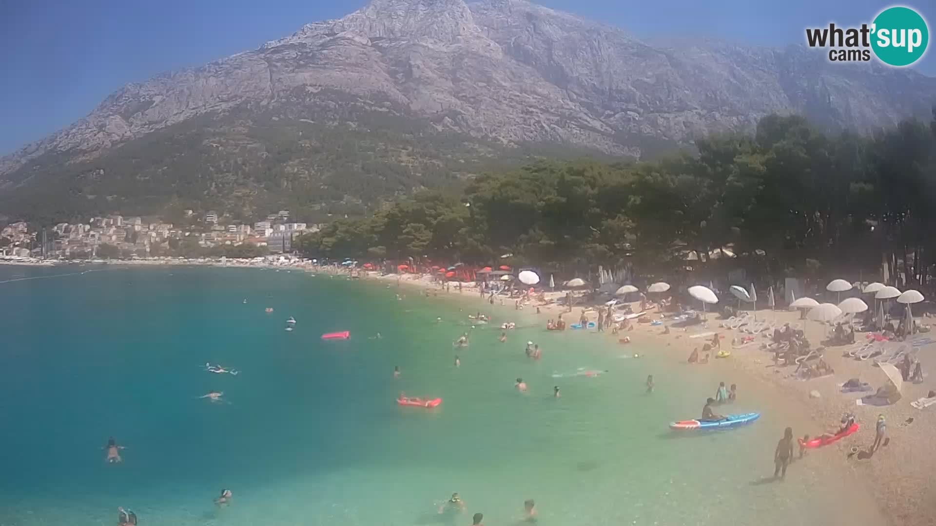 Spletna kamera – Baška Voda – Borik, pogled na plažo Nikolina