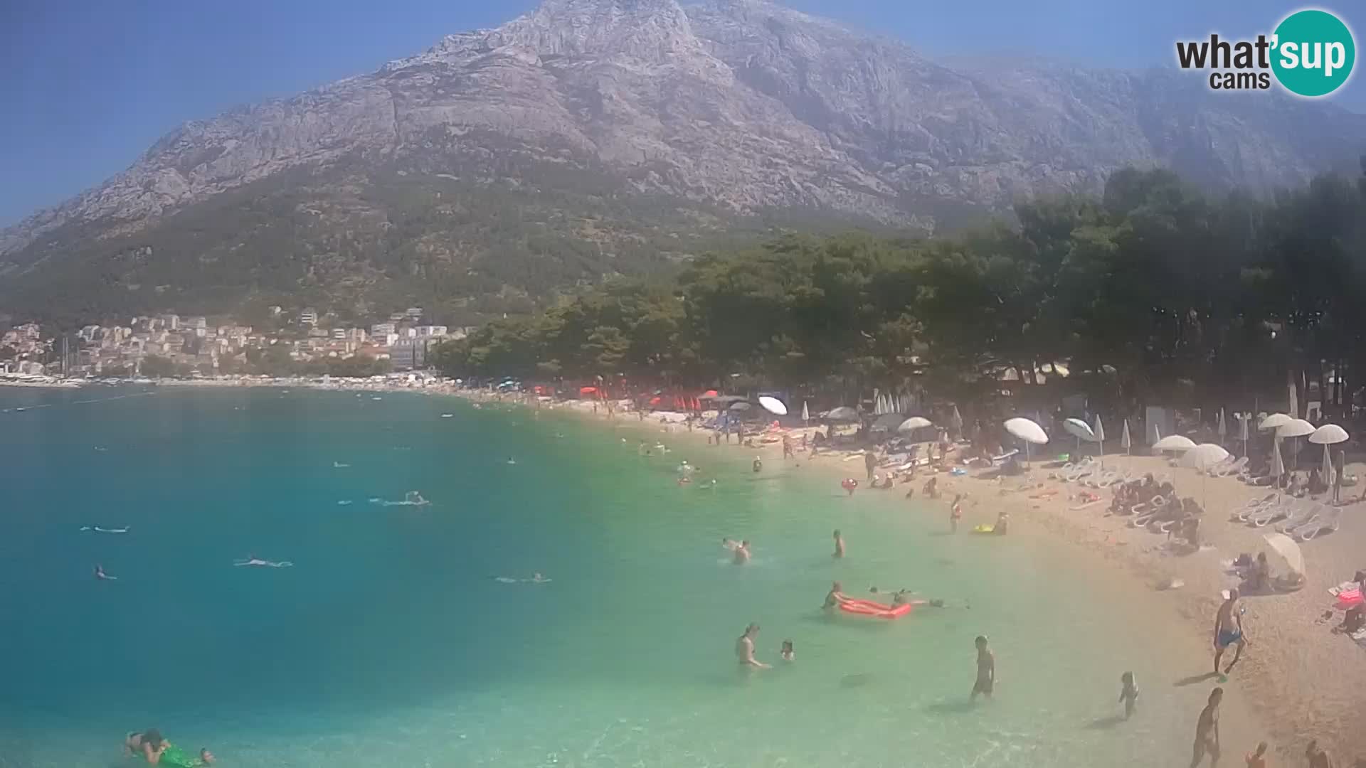 Spletna kamera – Baška Voda – Borik, pogled na plažo Nikolina