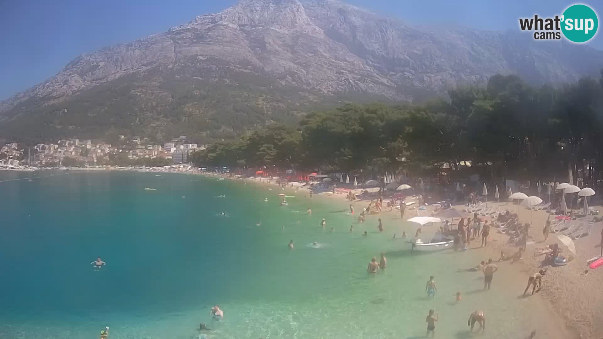 Spletna kamera – Baška Voda – Borik, pogled na plažo Nikolina