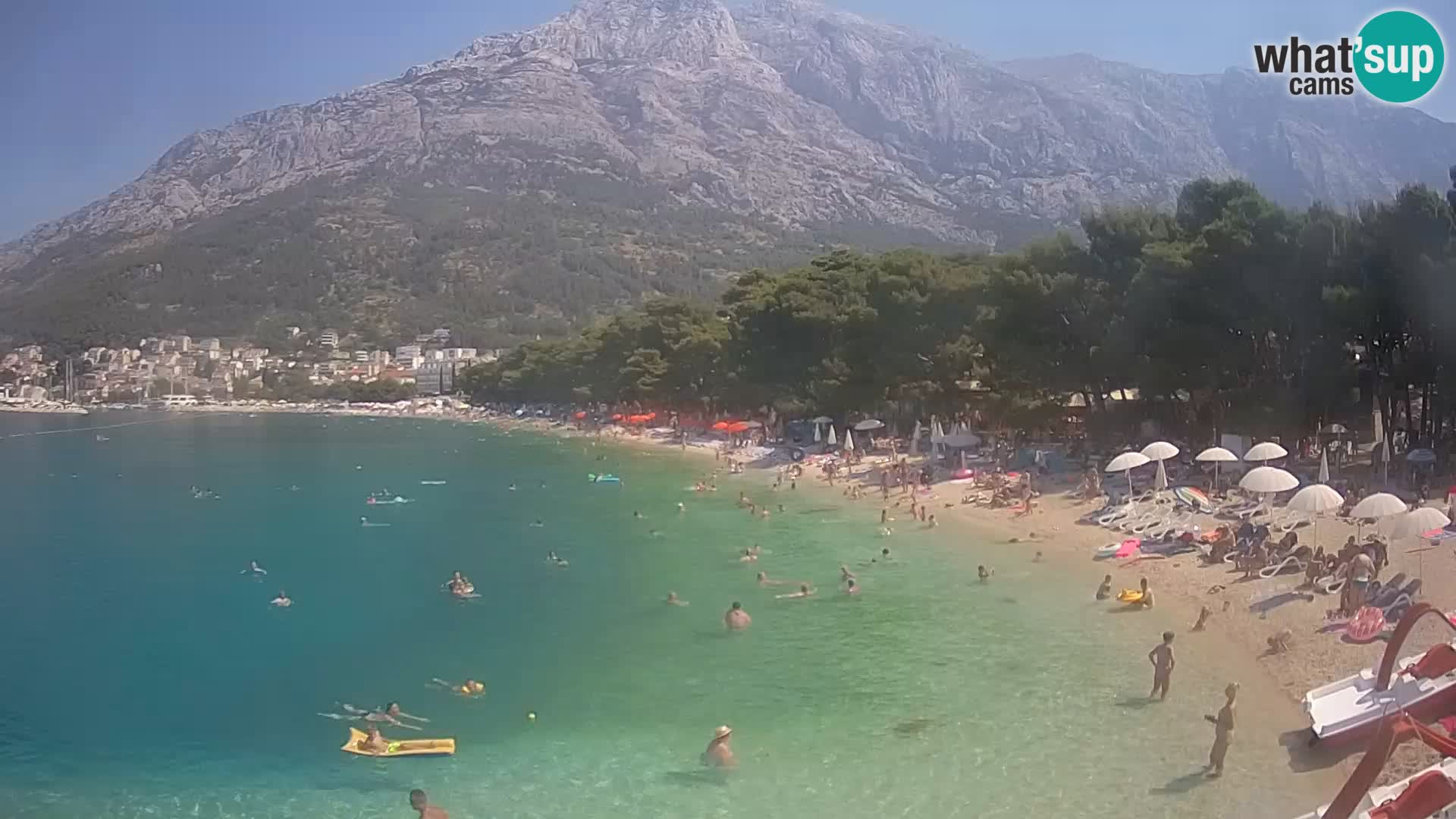 Web kamera – Baška Voda – Borik, pogled na plažu Nikolina