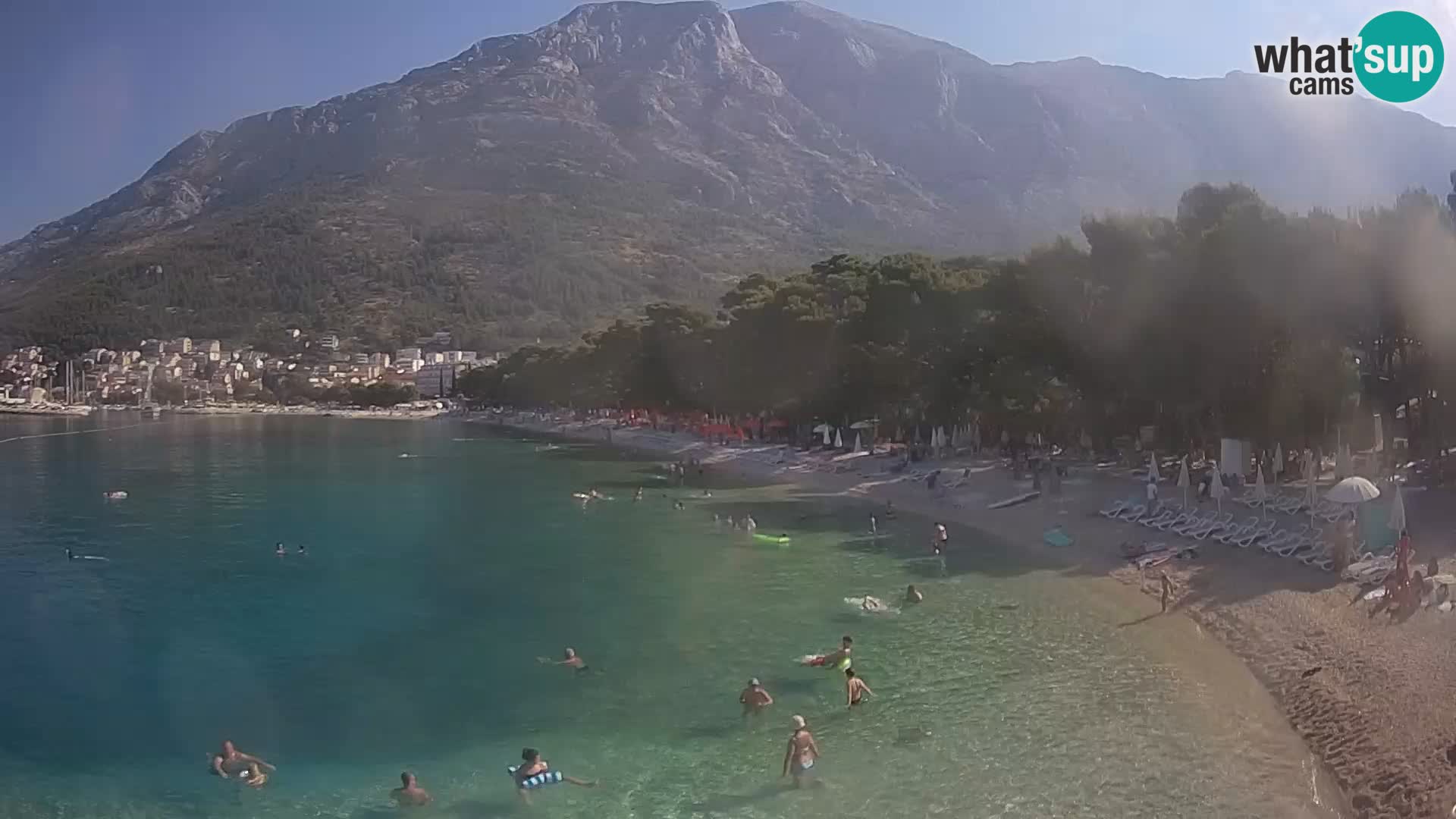 Spletna kamera – Baška Voda – Borik, pogled na plažo Nikolina