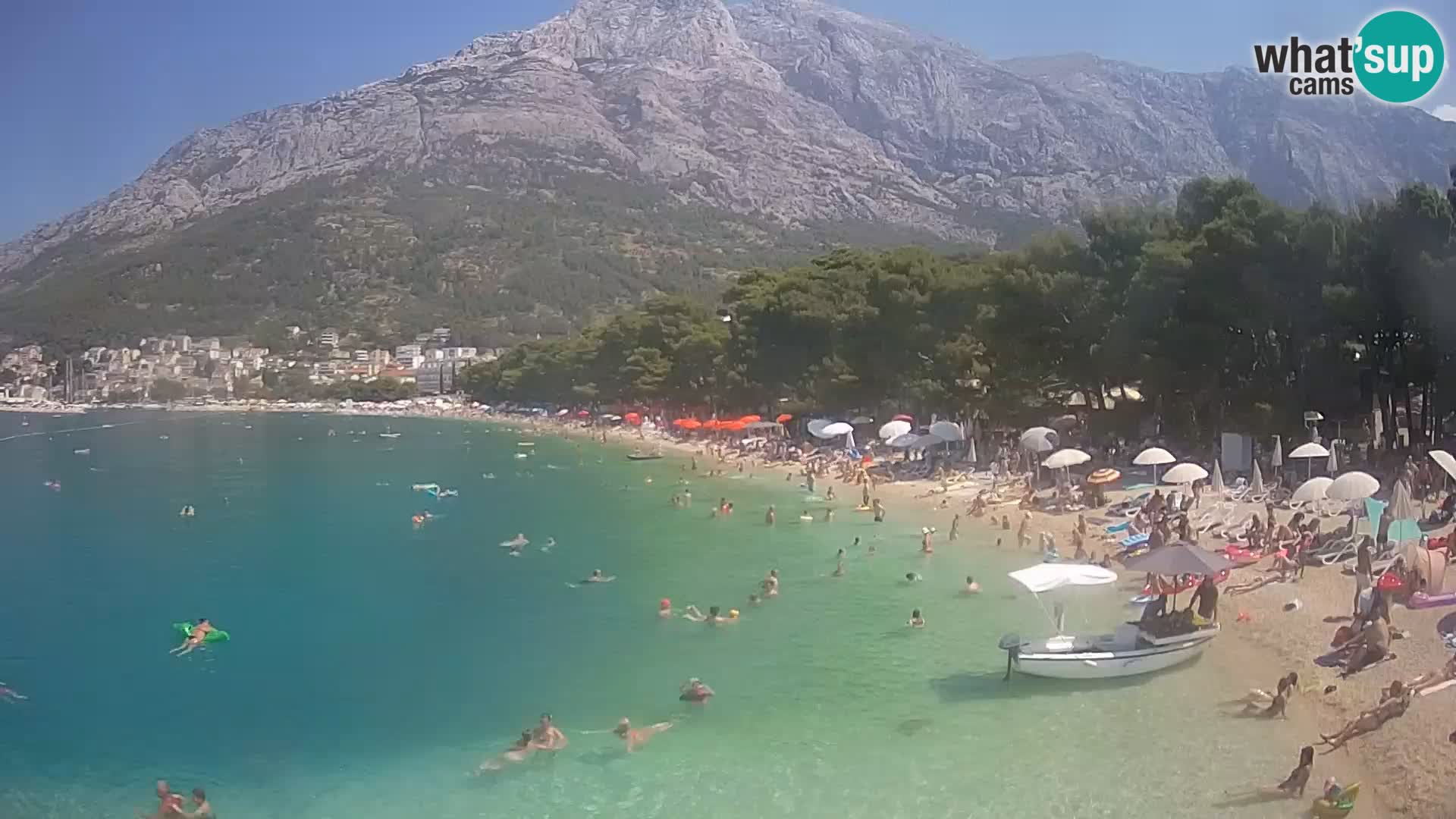 Spletna kamera – Baška Voda – Borik, pogled na plažo Nikolina