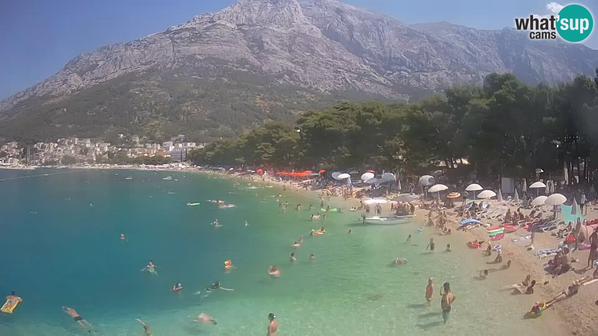 Spletna kamera – Baška Voda – Borik, pogled na plažo Nikolina