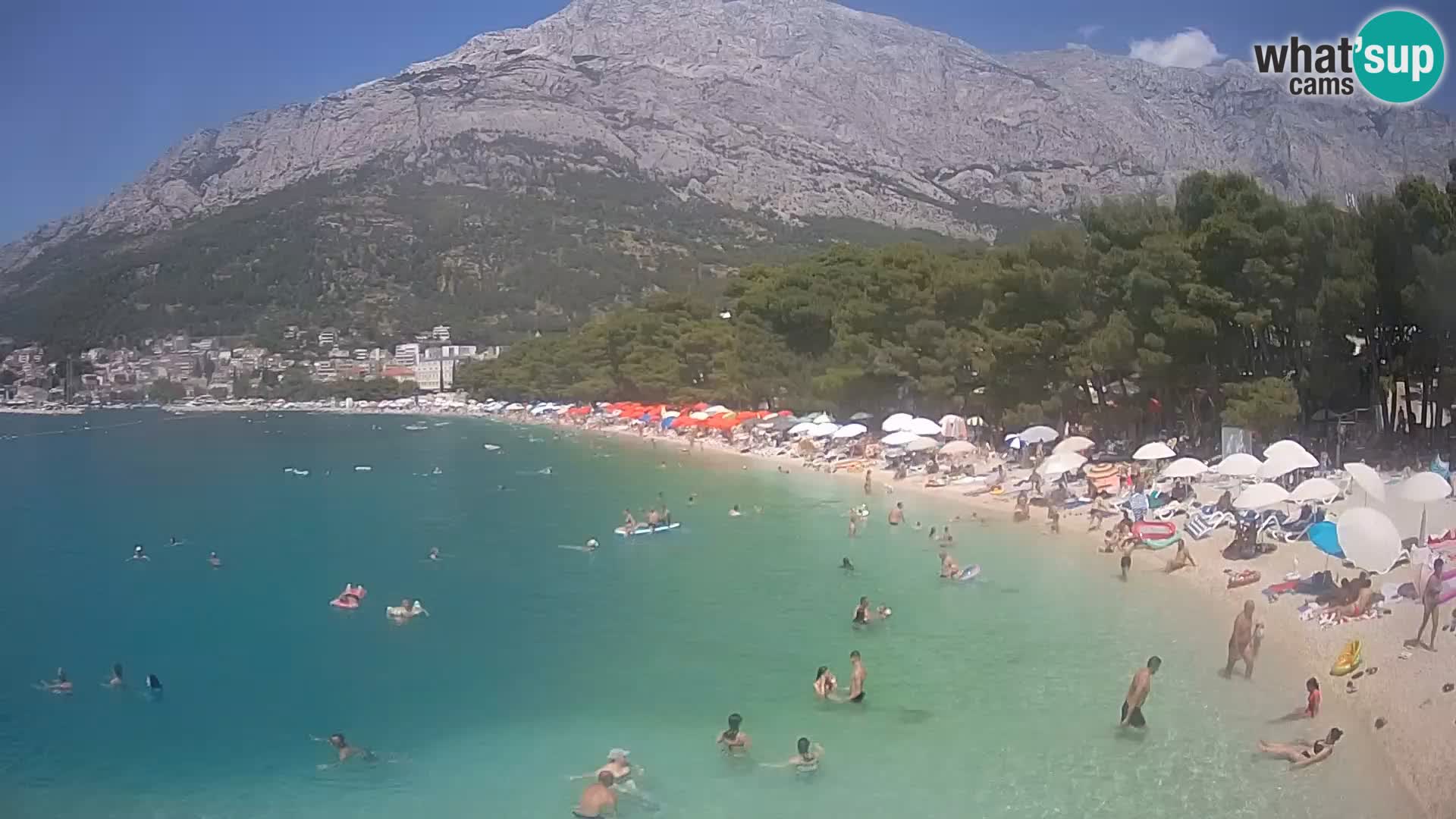 Spletna kamera – Baška Voda – Borik, pogled na plažo Nikolina