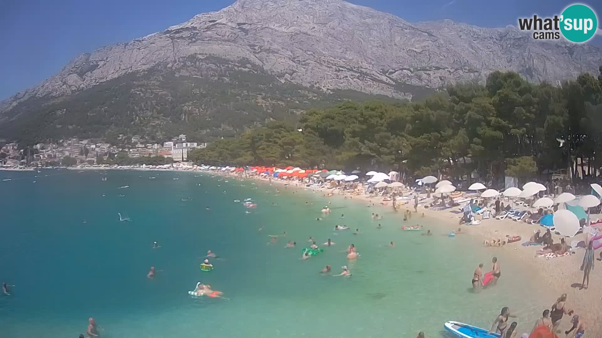 Web kamera – Baška Voda – Borik, pogled na plažu Nikolina