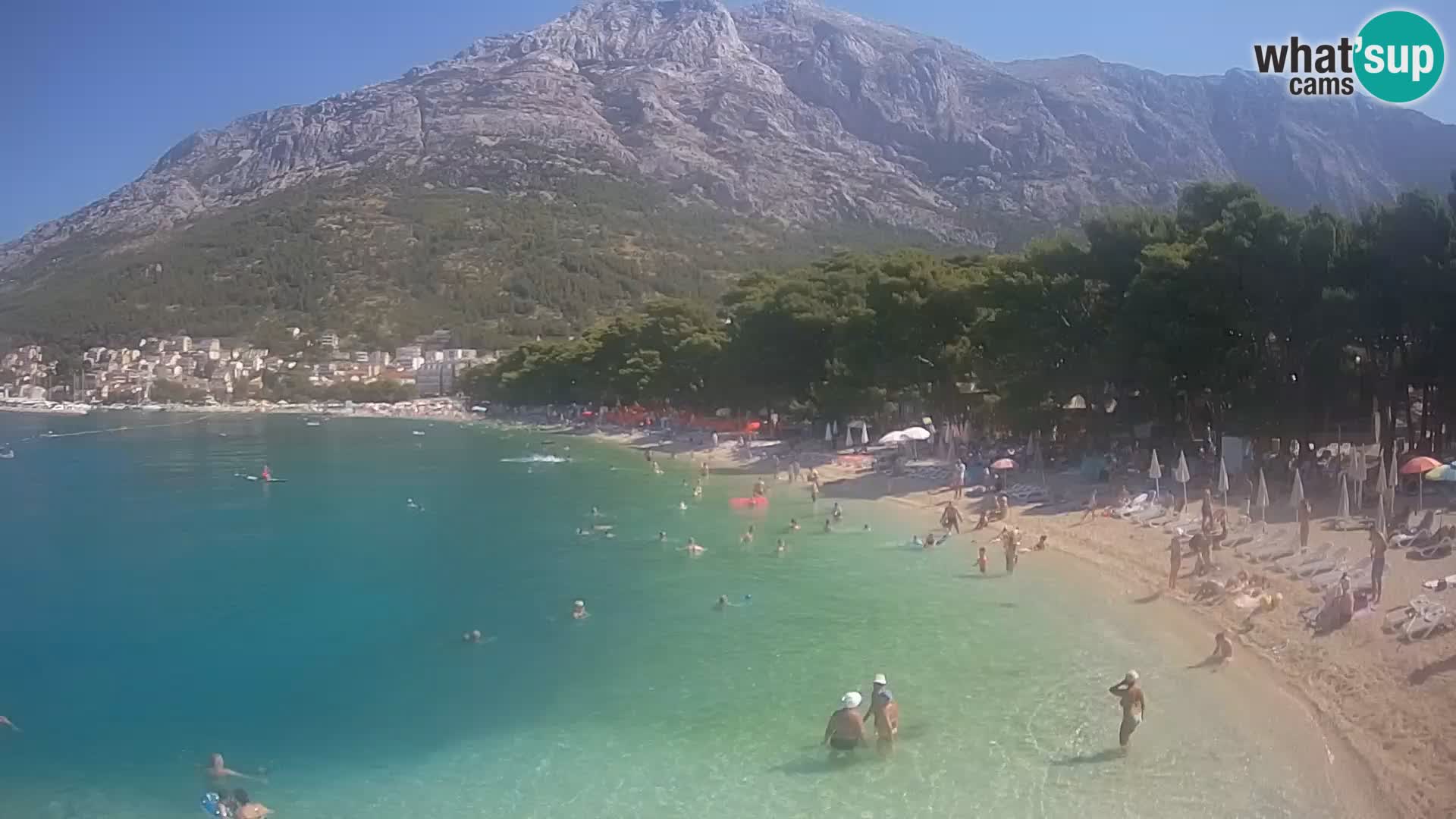 Spletna kamera – Baška Voda – Borik, pogled na plažo Nikolina
