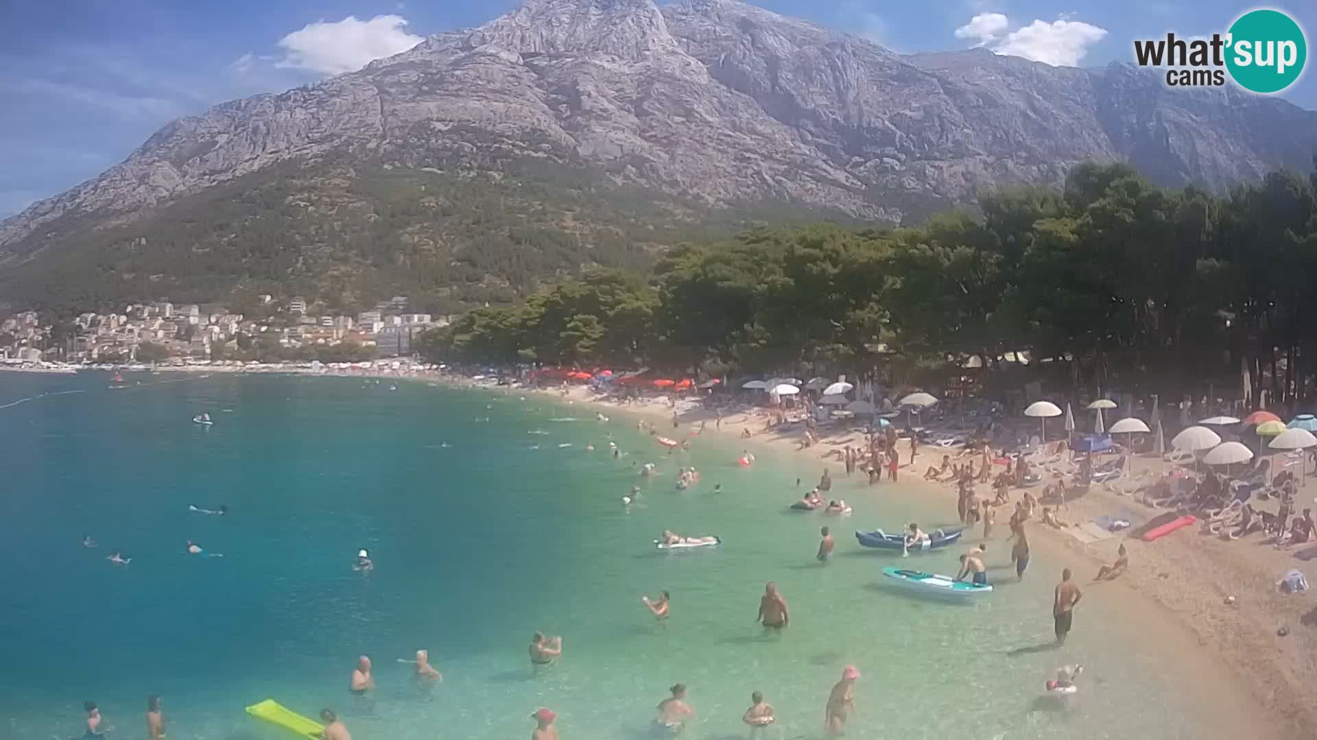 Spletna kamera – Baška Voda – Borik, pogled na plažo Nikolina