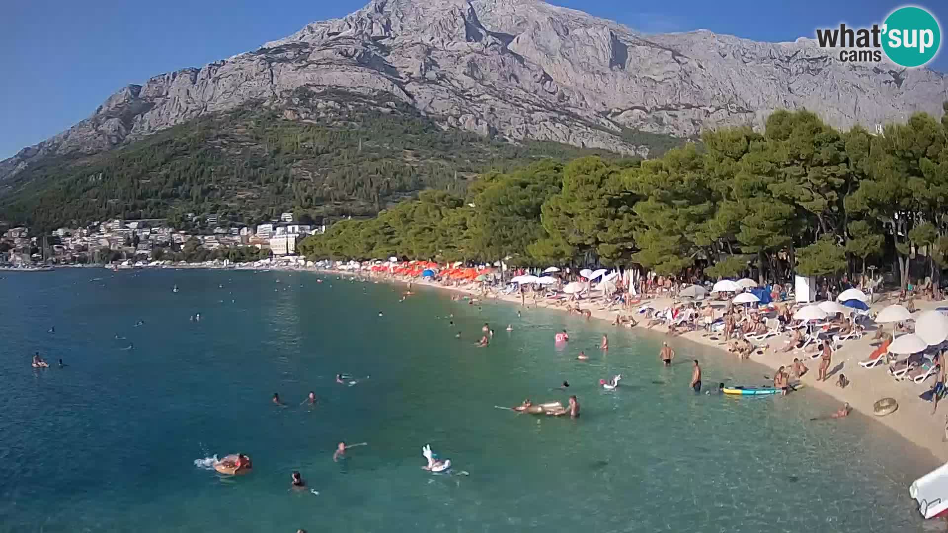 Web kamera – Baška Voda – Borik, pogled na plažu Nikolina