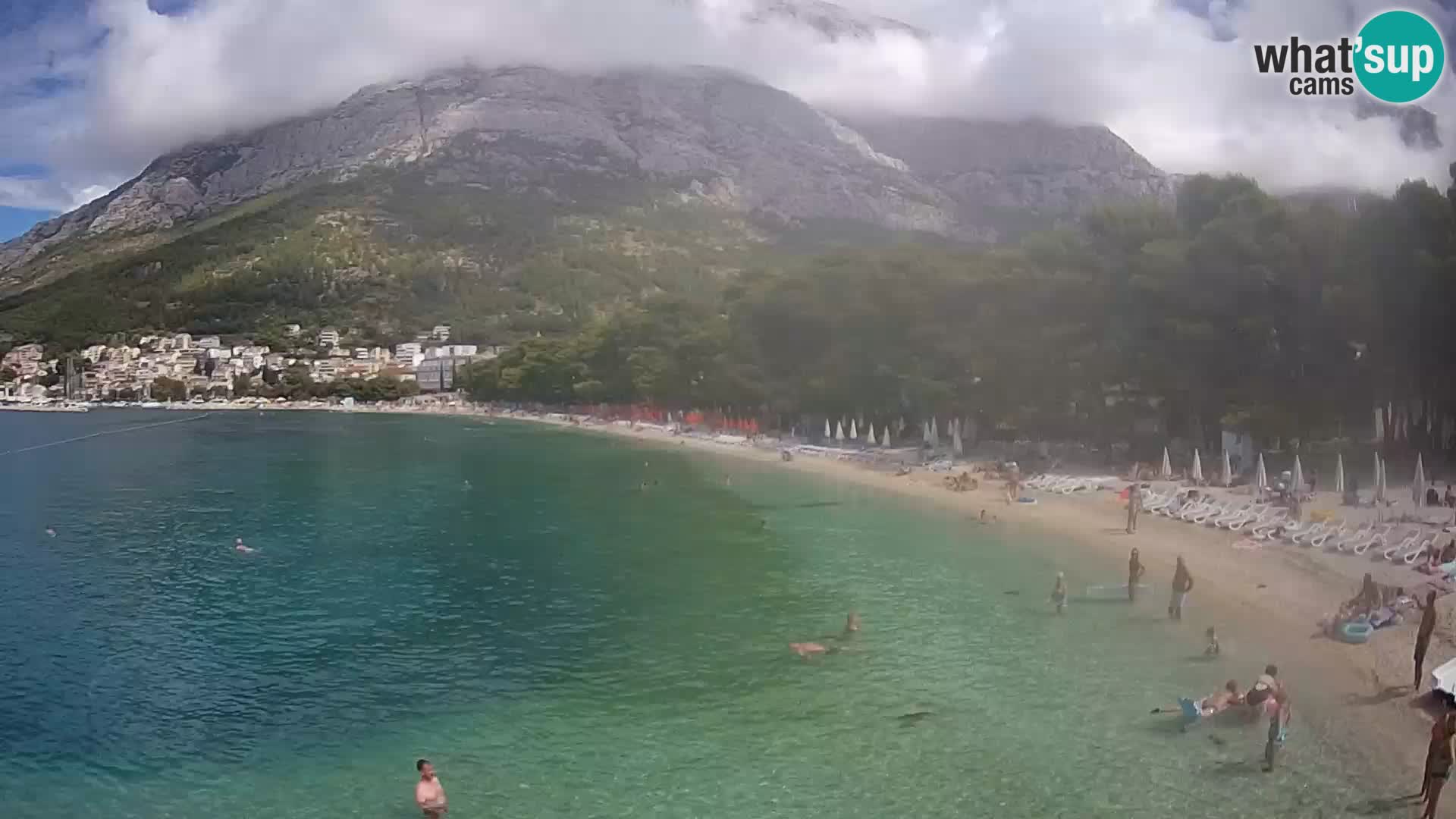 Spletna kamera – Baška Voda – Borik, pogled na plažo Nikolina