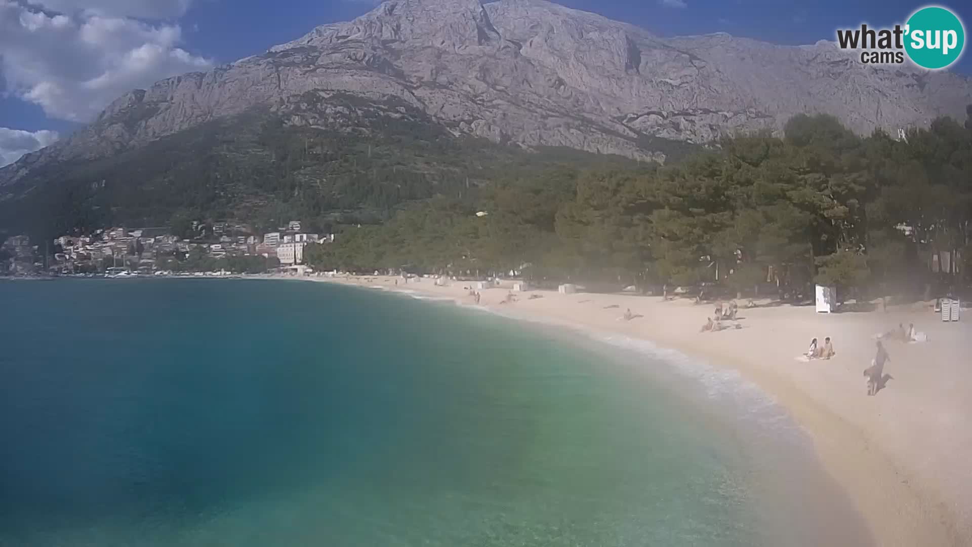 Web kamera – Baška Voda – Borik, pogled na plažu Nikolina