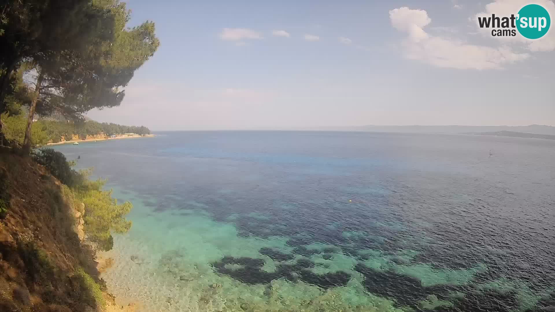 Spletna kamera Plaža Potočine Bol – Pogled v živo na plažo Borak, otok Brač