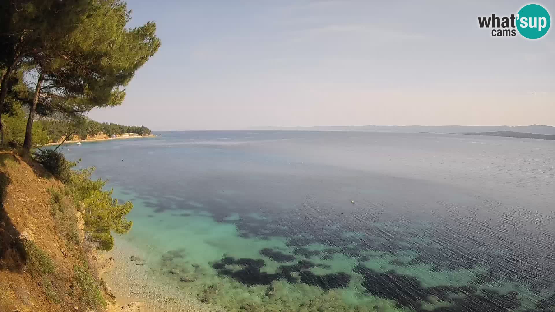Spletna kamera Plaža Potočine Bol – Pogled v živo na plažo Borak, otok Brač